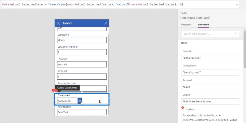 PowerApps-näyttö: muokkaaminen ja päivittäminen