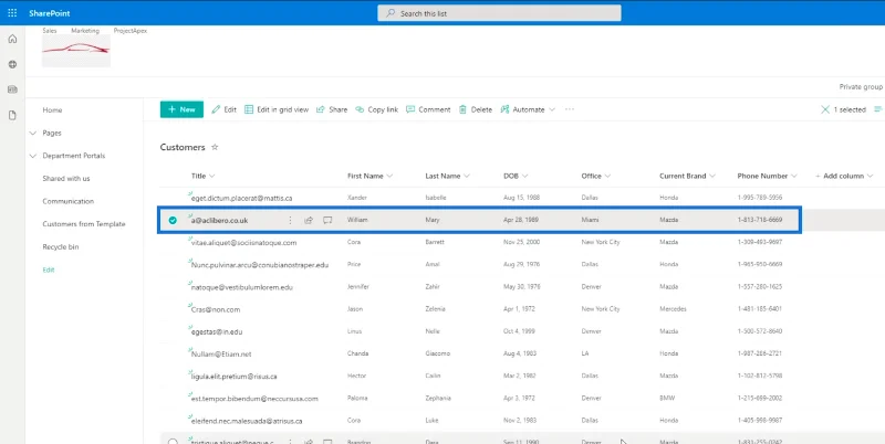SharePoint-listeelement: Redigering av enkelt og flere elementer