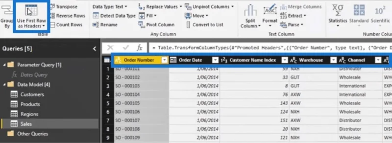 LuckyTemplates Query Editor: Rad- og kolonnetransformasjoner