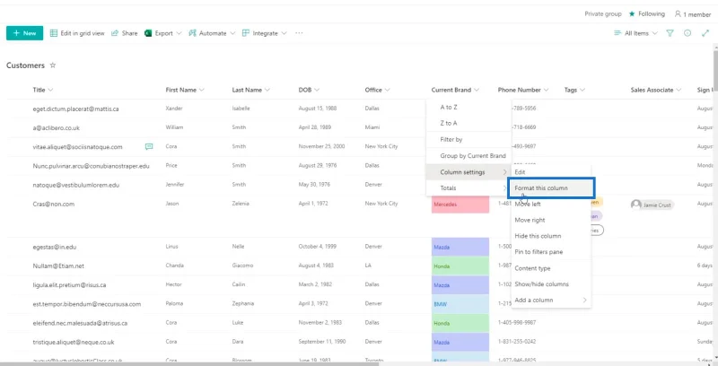 SharePoint-luettelon muotoilun esittely