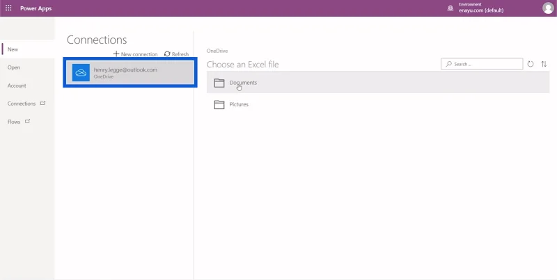 Power Apps-miljøoppsett: Koble til OneDrive og Google Drive