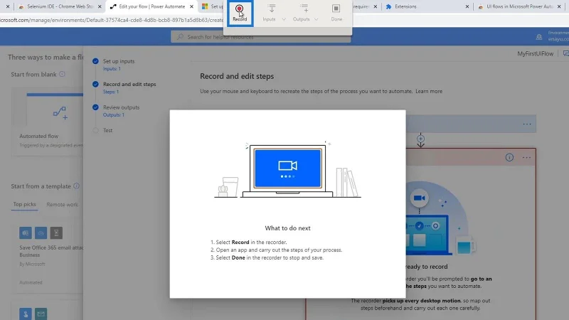 Käyttöliittymän kulkusyötteet Microsoft Power Automatessa
