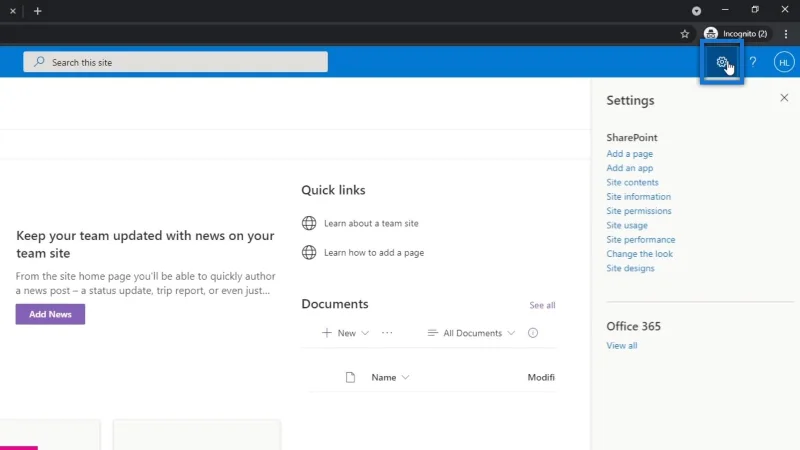 SharePoint-sivusto |  Asettelu ja valikko Esittely