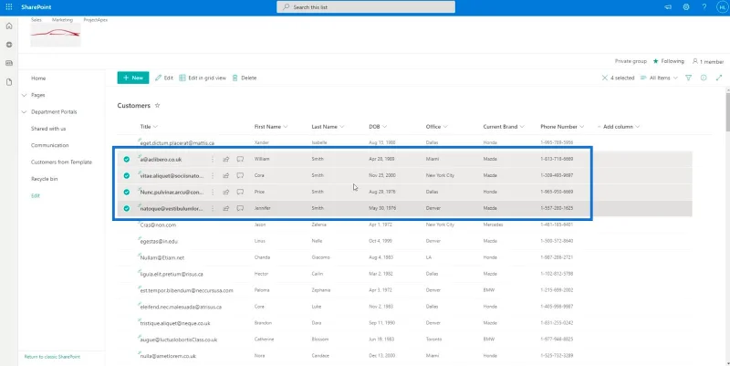 SharePoint-listeelement: Redigering av enkelt og flere elementer