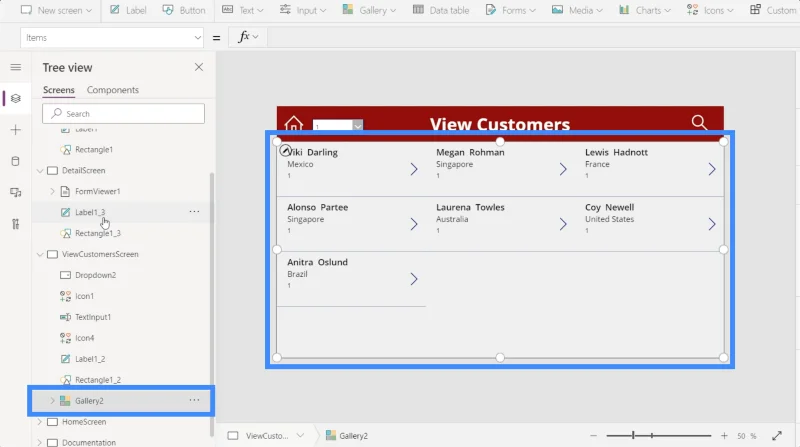 MS Power Appsin yksityiskohtainen näyttö ja lomakenäyttö
