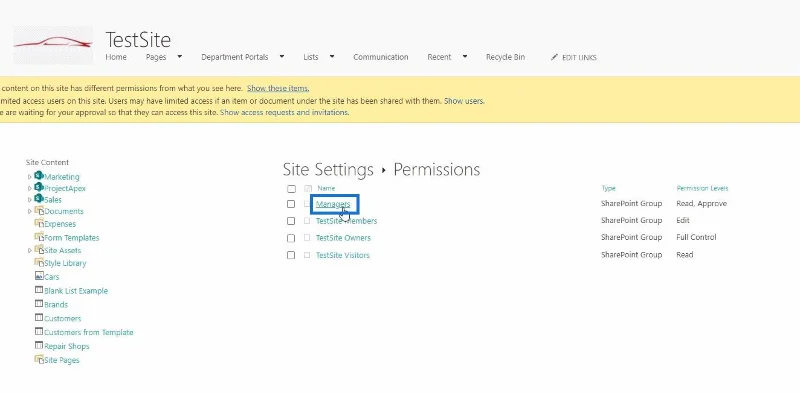 SharePoint-sivuston käyttöoikeuspyynnön mukauttaminen