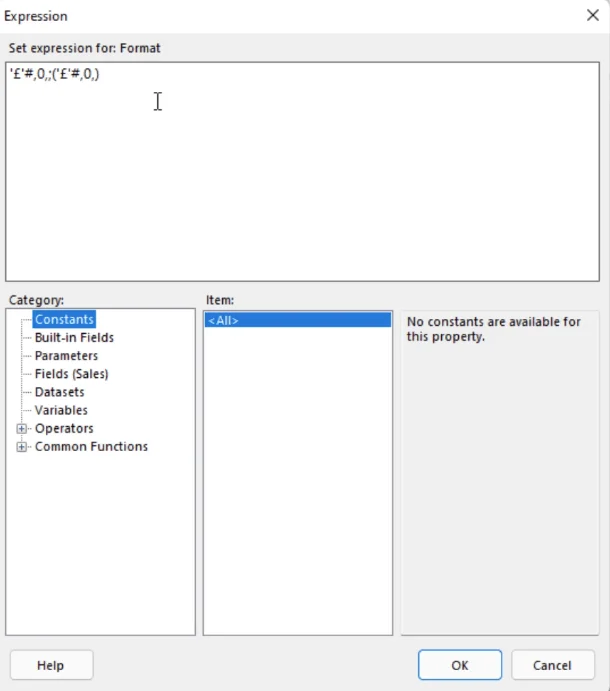 Hvordan formatere data i rapportbygger