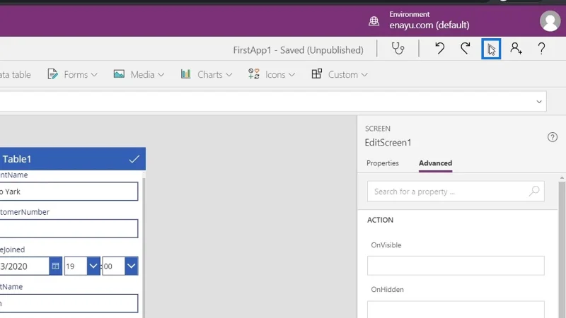 PowerApps-näyttö: muokkaaminen ja päivittäminen