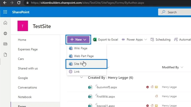 Vytvorenie stránky lokality SharePoint