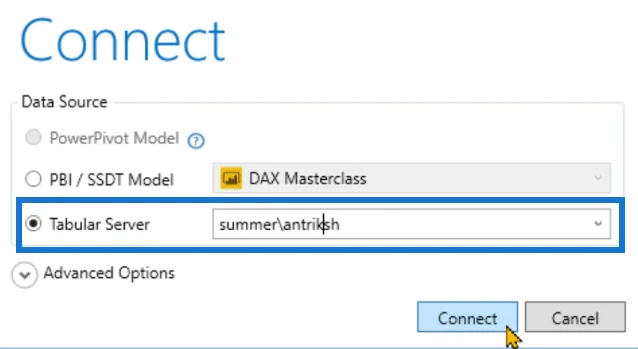 Koble DAX Studio til LuckyTemplates og SSAS