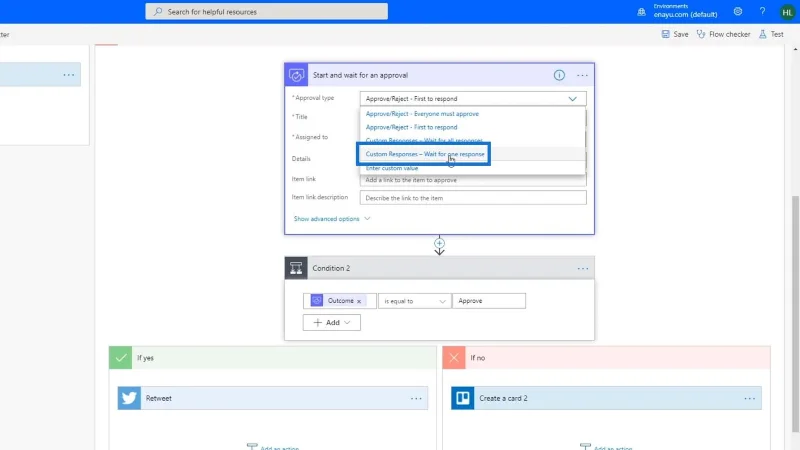 Microsoft Flow-godkjenning med flere alternativer