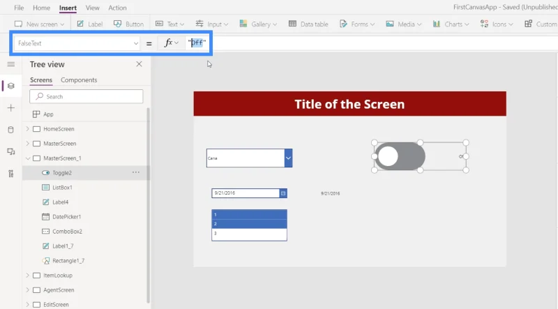 Bemeneti elemek és használatuk a Power Apps-ben