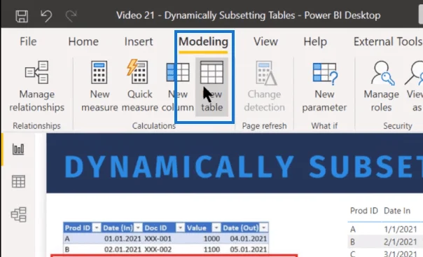 Tabellvisuelt i LuckyTemplates |  Dynamisk underinnstilling