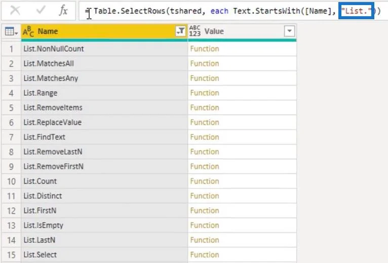Power Query -funktiot, avainsanat ja tunnisteet