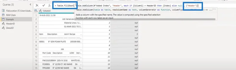 Microsoft Power Queryn opetusohjelma erilaisten, kiinteään sarakkeen leveyteen liittyvien ongelmien korjaamisesta
