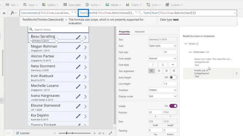 Príručka Microsoft Power Apps |  Kontrola chýb