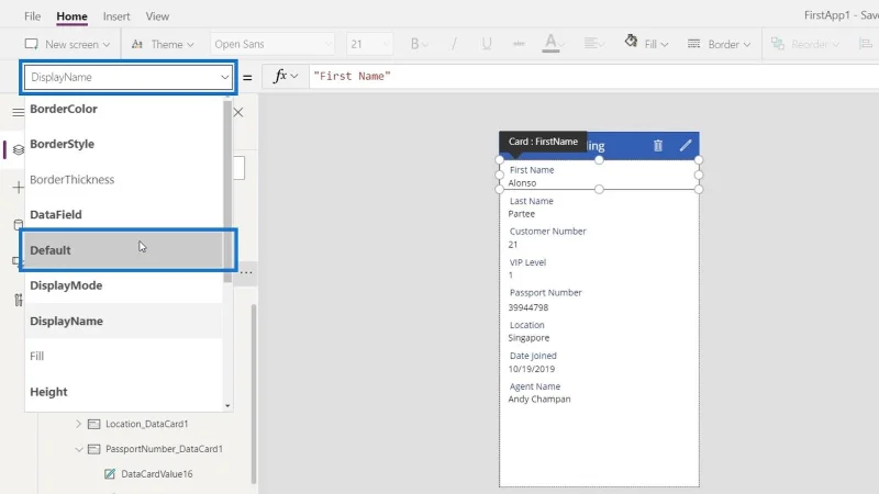 PowerApps-datakort og eiendomstildeling