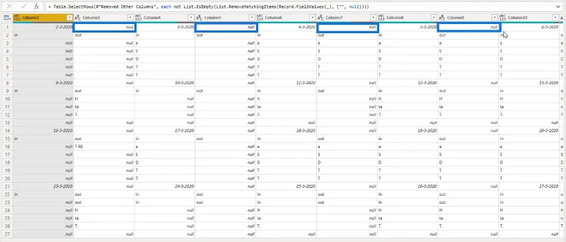 Forvandling af kalendertypelayout til tabelformat i LuckyTemplates ved hjælp af Query Editor