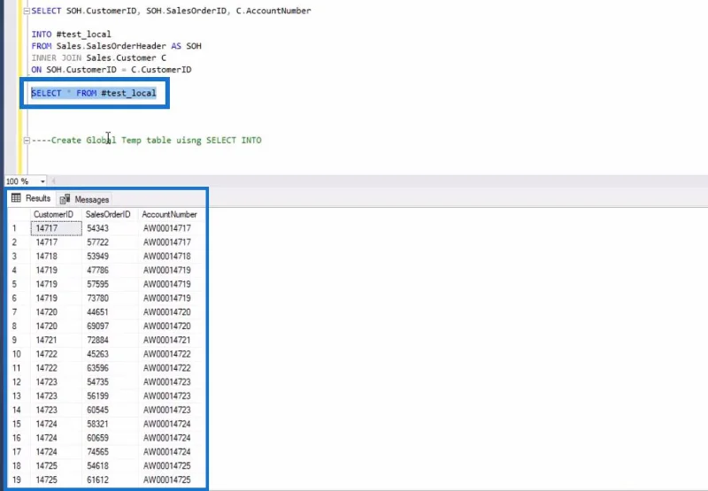 SQL Temp-tabeller og -visninger for LuckyTemplates-bruger