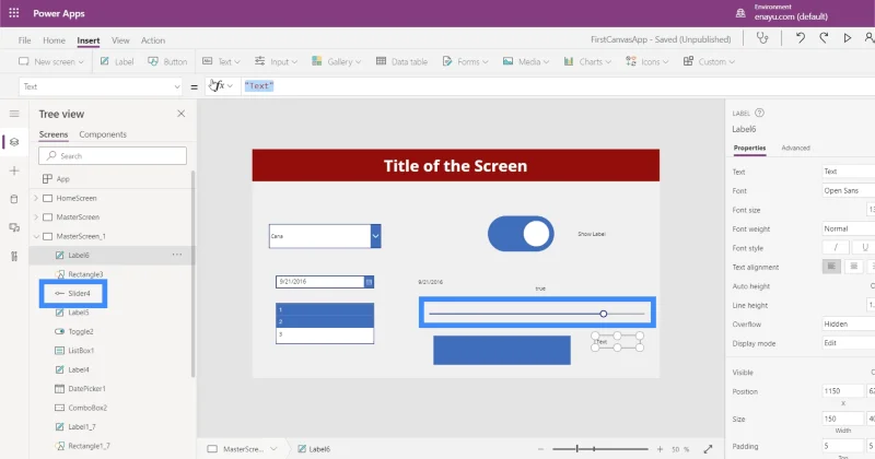 Bemeneti elemek és használatuk a Power Apps-ben