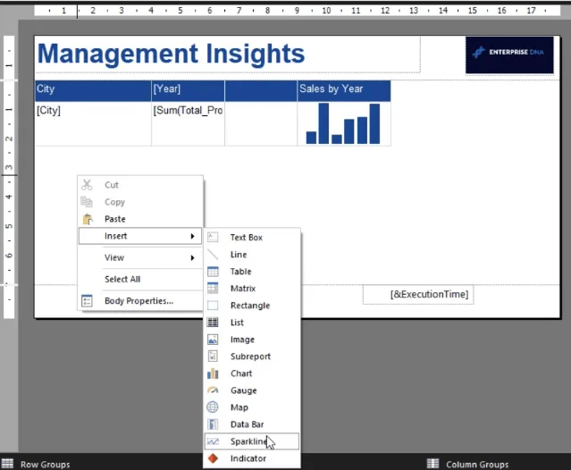 Lag et LuckyTemplates Sparkline-diagram i Report Builder