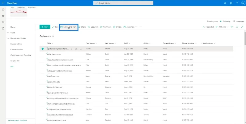 SharePoint-listeelement: Redigering av enkelt og flere elementer