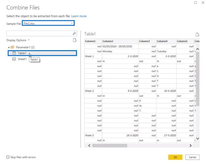 Kalenderoppsett til tabellformat ved bruk av Power Query
