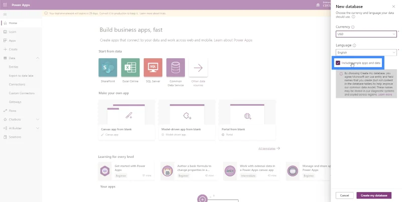 PowerApps CDS: perusteet ja ympäristön asetukset