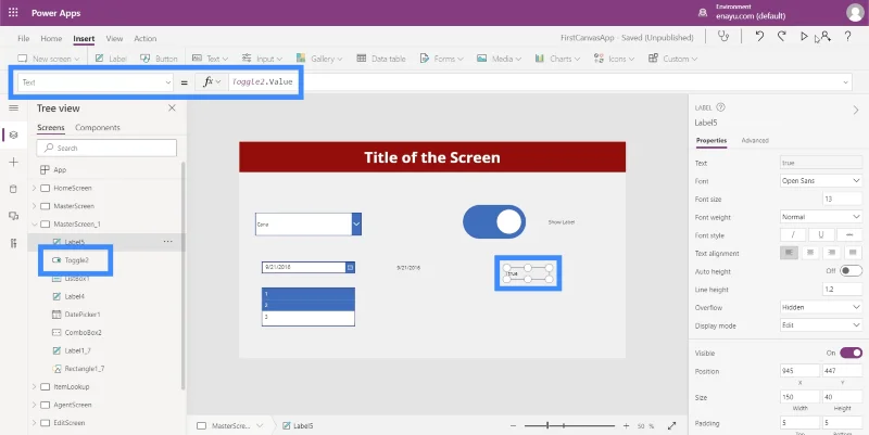 Bemeneti elemek és használatuk a Power Apps-ben