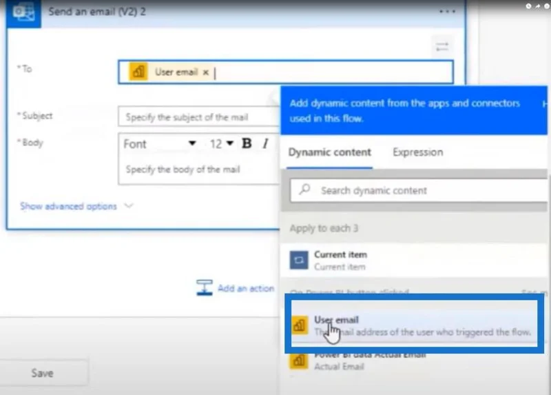 Send e-mails med LuckyTemplates & Power Automate Platform