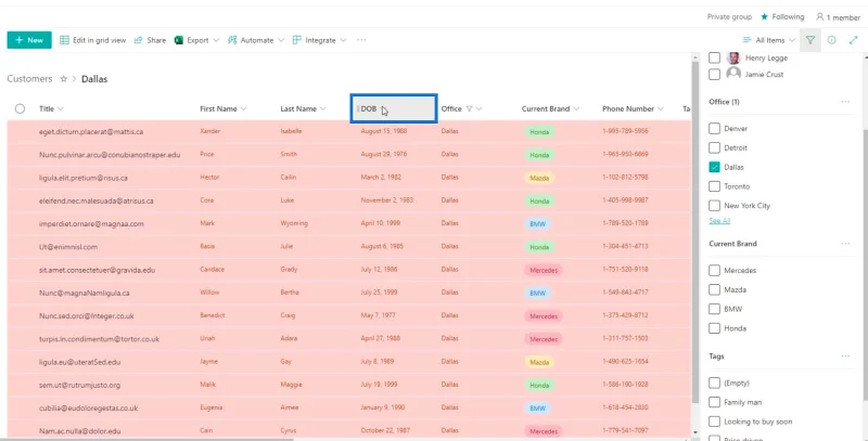SharePoint-luettelon muotoilun esittely