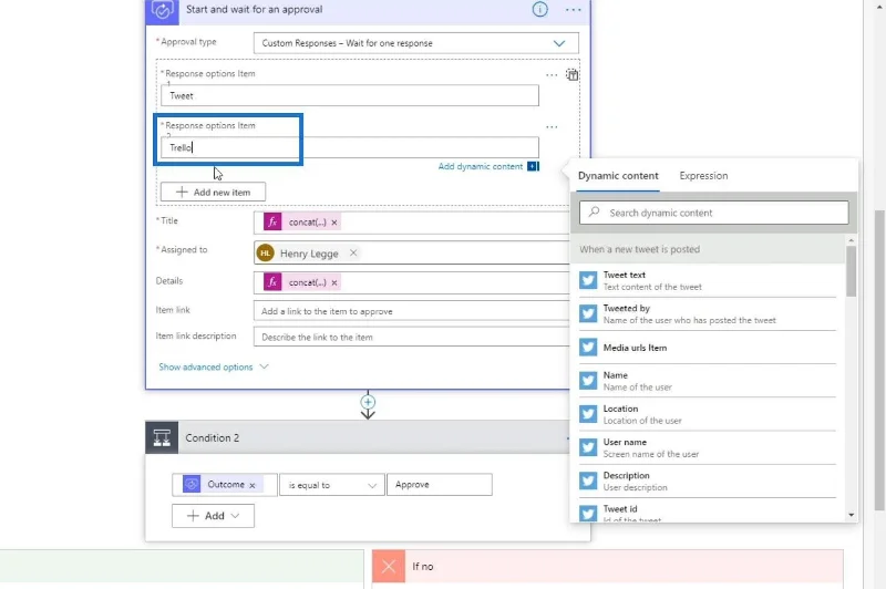 Microsoft Flow-godkjenning med flere alternativer