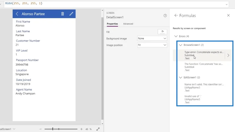Príručka Microsoft Power Apps |  Kontrola chýb