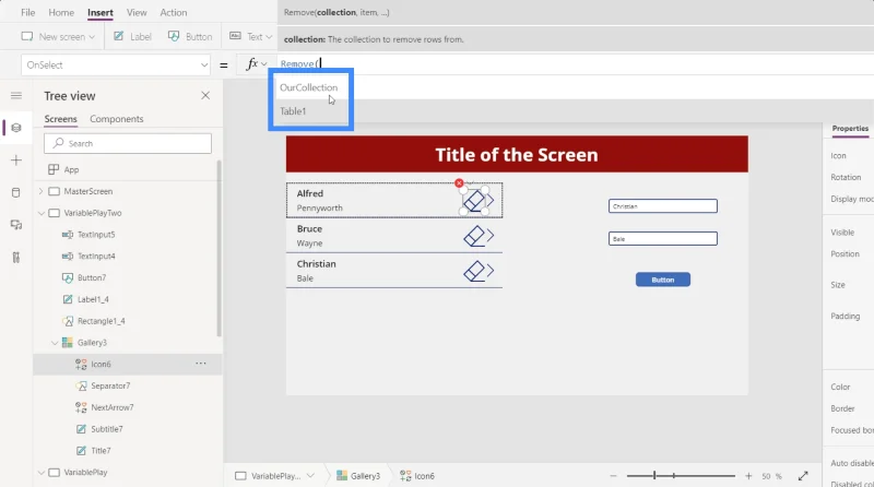 Lag variabler på Power Apps: Arbeide med samlinger