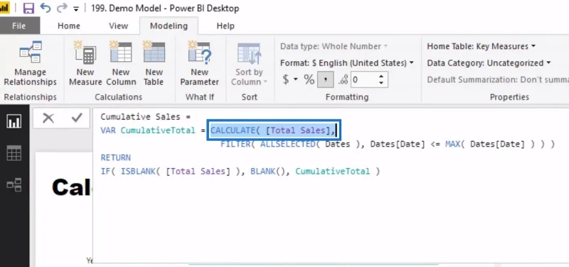 Käänteisen kumulatiivisen tai käänteisen juoksun kokonaismäärän laskeminen LuckyTemplatesissa