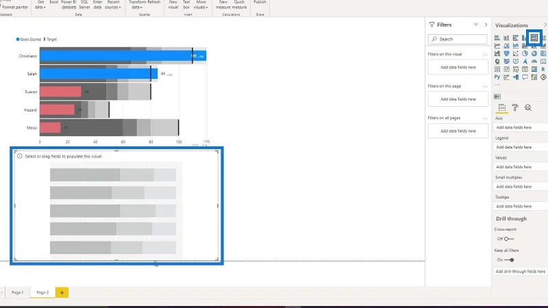 Bullet Charts: speciális egyéni látványelemek a LuckyTemplates számára