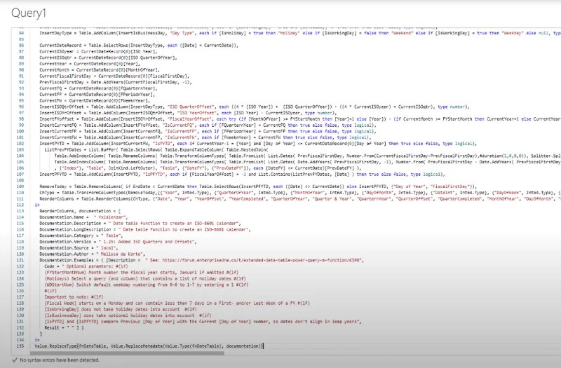 Udvidet datotabel Power Query M-funktion