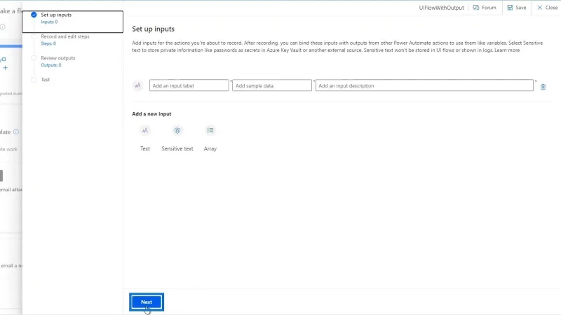 UI Flow-utganger i Power Automate