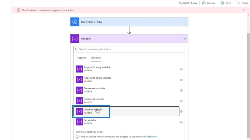 Käyttöliittymän kulkusyötteet Microsoft Power Automatessa