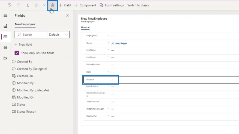 PowerApps-skjema: Legge til og endre felt