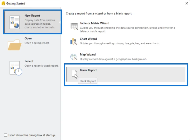 Opret en tom rapport ved hjælp af LuckyTemplates Report Builder