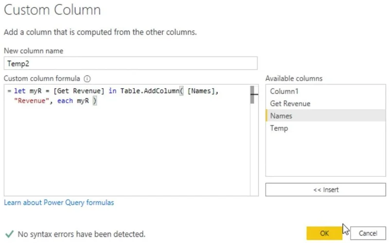 Sisäkkäiset lausekkeet: Power Query -ympäristöt
