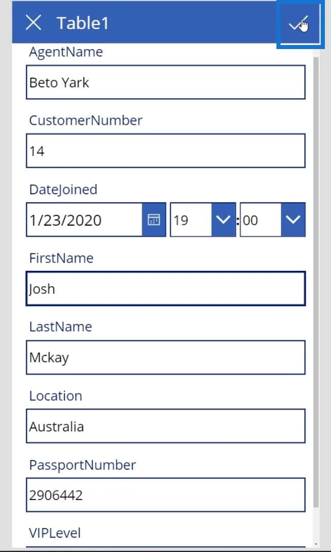 PowerApps-näyttö: muokkaaminen ja päivittäminen