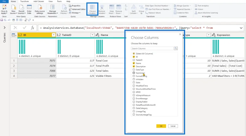 Bruke Dynamic Management Views (DMV) i DAX Studio
